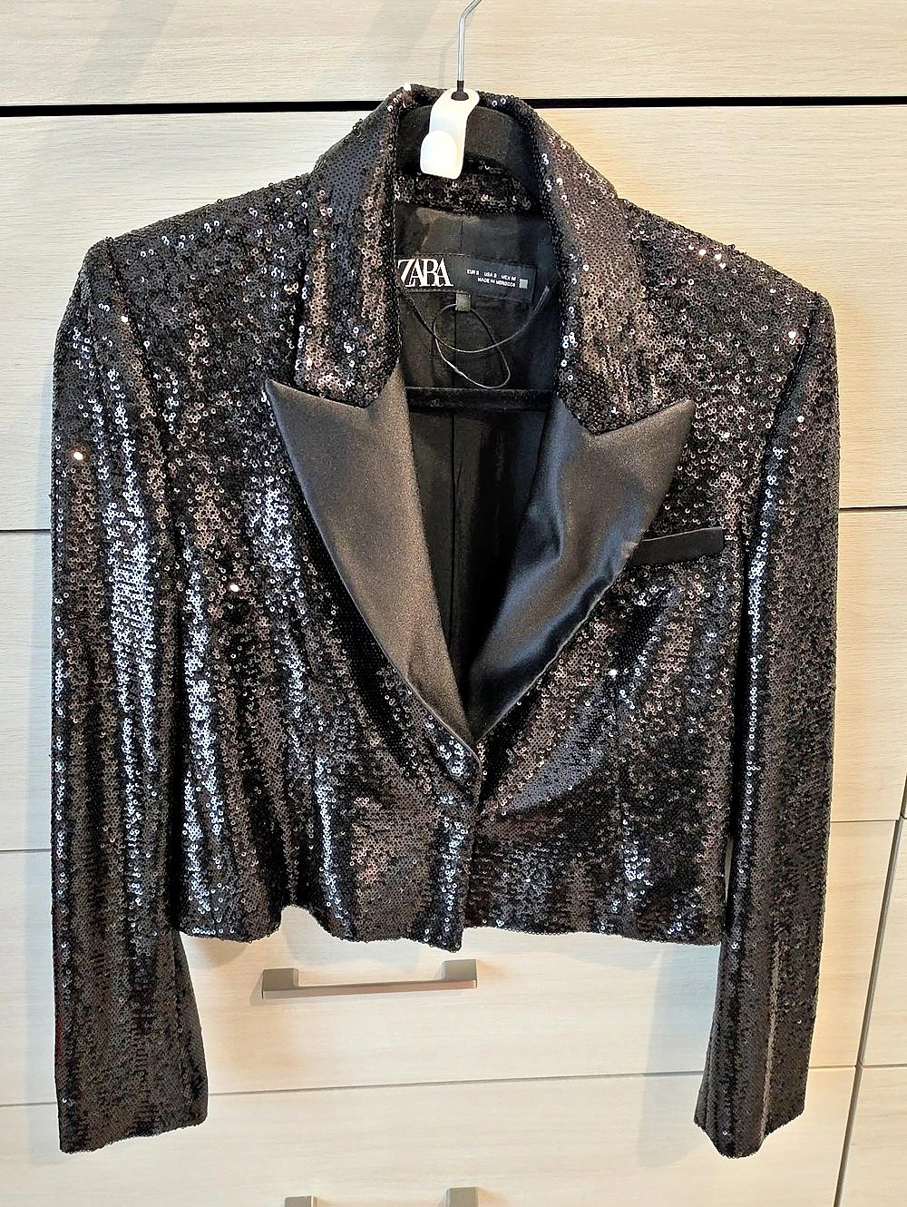 New Black Sequin Tuxedo Blazer